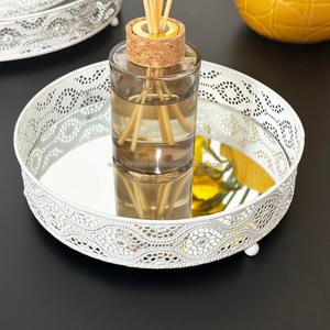 Espejo nórdico decoración del hogar bandeja personalizada exquisito patrón bandejas de metal decorativas - Product Image 1