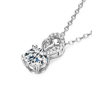 Ready Ship VVS D Color 2 Carat Brilliant Cut Moissanite Claw Setting Stud Solitaire Pendant Necklace Link Chain 925 Sterling - Product Image 2