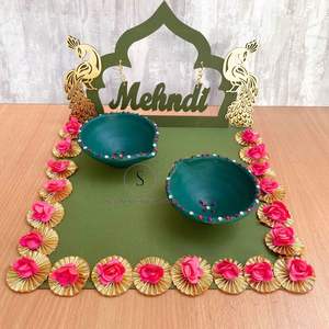 Hot Seeling Designer Mehendi Plater, plateau, avec belle fleur et motif de paon Design Platter Thali pour la fonction Mehendi - Product Image 6
