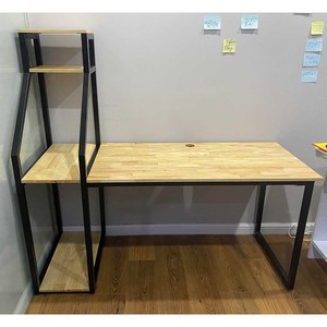 Integrated <b>Computer</b> Desk with CPU Shelf Bookshelf Drawer-Rubber Wood and Iron Frame COD68042 <b>Computer</b> <b>Table</b> - Product Image 6