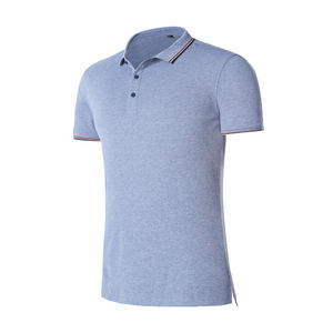 Polo décontracté unisexe grande taille pour homme en polyester à manches courtes en tissu tricoté imprimé uni avec décoration boutonnée teint uni - Product Image 4