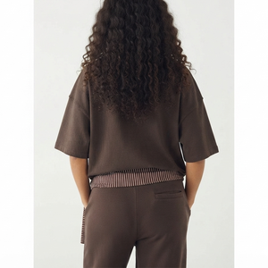 Camisetas de Mujer de Alta Calidad con Logotipo Personalizado, Tallas Grandes, Hombros Caídos, Camiseta Lisa de Color Sólido, Cuello Redondo, Algodón - Product Image 2