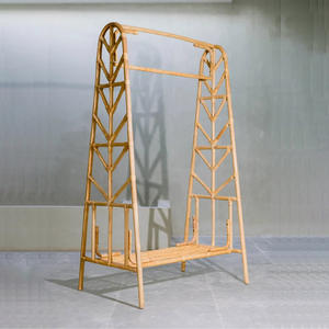 Room organizer rattan <b>clothes</b> hanging rack durable natural wicker clothing rail for home decor - Product Image 6