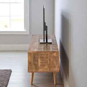 MANGO <b>WOODEN</b> ECO-FRIENDLY TRADITIONAL <b>TV</b> UNIT with LARGE CAPACITY MULTICOLOR DRAWERS and BRASS FINISHING - Product Image 2