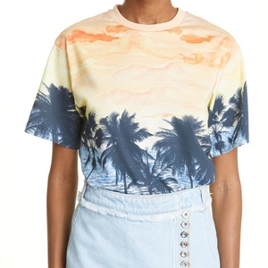 Plus Size <b>Cropped</b> Oversized Tee Solid Design Short Sleeve Beachwear - Product Image 2
