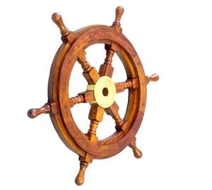 Handicrafts Wooden <b>Ship</b> <b>Wheel</b> Wall Hanging Showpiece | Wooden <b>Ship</b> <b>Wheel</b> Decor 12 Inch - Product Image 2