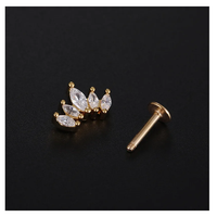Mode petit Cartilage oreille boucle d'oreille coeur couronne croix lune Zircon oreille clou acier inoxydable oreille os goujon Piercing bijoux
