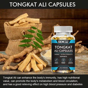 Tongkat Ali 200:1 Cápsulas de extracto 60 Count Longjack Men's Energy Stamina Support Suplemento de hierbas para el tambor de salud masculina - Product Image 3