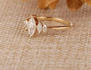 Anillo de Plata de Ley 925 con forma de marquesa de moissanita blanca, joyería personalizada, collar de boda - Product Image 3