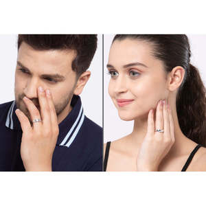 NOVAMART Fine Premium 925 Pure Sterling Silver Men's <b>Ring</b> Rhodium Plated with Diamond and Zircon Inlay Perfect Gift for <b>Couples</b> - Product Image 3