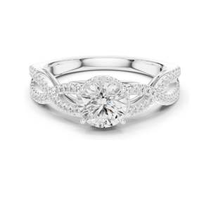 Bague de fiançailles torsadée avec diamant de laboratoire rond taille brillant de 1,22 carat, clarté VVS-VS EF, or 18 carats, 14 carats, 10 carats et argent 925 - Product Image 1