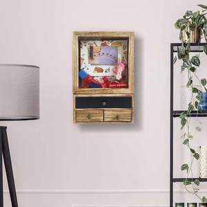 กรอบกล่องเงา3ลิ้นชักแบบถอดได้กล่องไม้เงาแสดงเคสด้านหลังและลิ้นชักสำหรับแสดงภาพ - Product Image 4