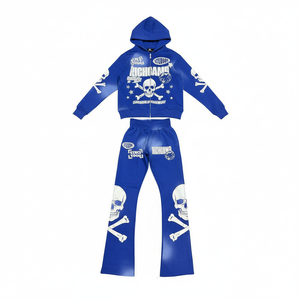 Chándal Deportivo Personalizado con Logotipo OEM de Dos Piezas para Hombre, Estampado en Toda la Superficie, 400 g/m², 100 % Algodón de Felpa, Cómodo y Transpirable - Product Image 1