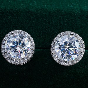 2023 Luxury 925 Sterling Silver VVS Moissanite Diamond Studs <b>Earrings</b> 10K 14K 18K White Gold Plated IGI Certified Cute Hip Hop - Product Image 4
