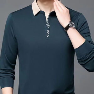 Nouveau Polo Homme en Polyester de Haute Qualité, Manches Longues, Respirant, Jersey Uni, Personnalisable, Quatre Saisons - Product Image 1