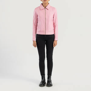 แจ็กเก็ตหนังสตรีคอปกแบบเปิดลงมีซิปคอให้ความอบอุ่นสำหรับฤดูหนาวงานตามสั่ง - Product Image 6