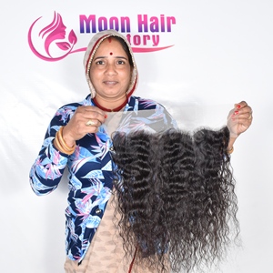 Cheveux vierges indiens non traités, non sélectionnés, frontaux bouclés, prix de gros, fournisseur de qualité supérieure, cuticules alignées, à vendre - Product Image 2