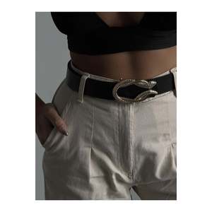 Ceinture pour femme avec boucle serpent dorée, ceinture pour pantalon, ceinture pour veste, ceinture pour robe, ceinture pour chemise - NOIR - Product Image 1