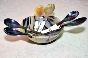 Bol de service en corne naturelle artisanale hautement poli de qualité supérieure pour hôtel à domicile par l'artisanat en croissant - Product Image 3