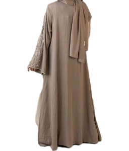 Ensemble islamique gris confortable et élégant pour femmes avec mancherons et taille cintrée idéal pour les événements de jour décontractés à vendre - Product Image 4