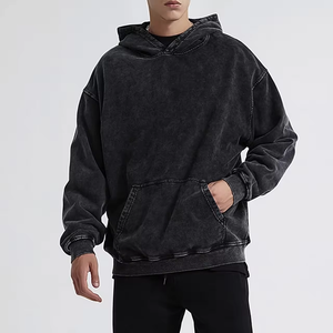 Sweat à capuche lavé à l'acide de qualité supérieure pull surdimensionné pour hommes Vintage avec lavage à l'acide logo personnalisé coton épais French Terry - Product Image 4