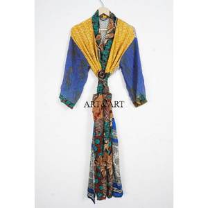 Women's Luxury Elegant Japanese Floral <b>Silk</b> Sari <b>Kimono</b> Robe Patchwork Bath Maxi Gown Soft Daily Life Autumn Summer Thermal - Product Image 1