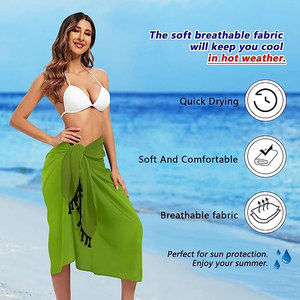 High Quality Hunter Green Solid Color <b>Women</b> Beach Sarong Bating <b>Suit</b> Cover Ups Wrap <b>Skirt</b> Summer Bikini Pareo for Swimwear - Product Image 5