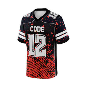 Maillot de football américain de qualité supérieure sur mesure, vêtements de sport respirants en maille de polyester à manches courtes, ensembles grande taille pour adultes - Product Image 4