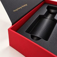 Caixa de Embalagem Cosmética Rígida Vermelha de Luxo Personalizada com Tampa Removível, Forro Interno Preto e Inserto Moldado (Ecológica)