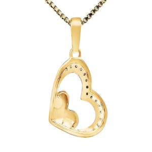 Double Coeur Design S925 Argent Sterling Avec Moissanite Ronde Diamant Pendentif Coeur Bijoux Cadeau Pour Femmes - Product Image 3