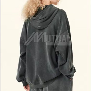 Survêtement de lavage à l'acide de haute qualité pour femmes doux et confortable avec col à capuche tendance Design à motif solide - Product Image 6