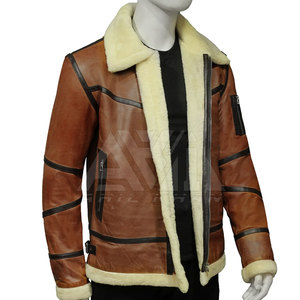 Chaqueta de Cuero con Forro de Piel para Hombre, Abrigo de Cuero con Forro de Piel, Chaqueta de Invierno Cálida para Exteriores, Venta al Por Mayor OEM - Product Image 3