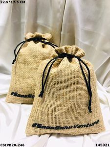 Bolsas con cordón de satén, brocado de algodón y yute impresas con logotipo personalizado en rosa y dorado - Product Image 2