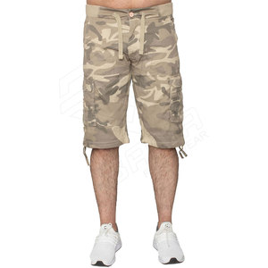 กางเกงขาสั้นผ้านอนวูฟเวนสำหรับผู้ชายกางเกงคาร์โก้แบบลำลองมีกระเป๋าด้านข้างทรงหลวมลาย100% ผ้าฝ้ายแบบทึบ - Product Image 1