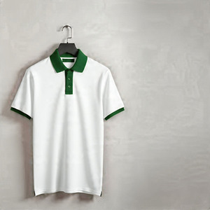 Men's White <b>Polo</b> Shirt With <b>Orange</b> Collar And Cuffs Short Sleeve Casual Solid Color Woven Oxford Fabric - Product Image 2