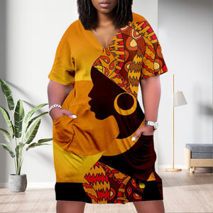 D1202ME16 2023 nouveau Design impression numérique <span class=keywords><strong>Avatar</strong></span> banlieue Midi col en V robe à manches courtes Sehe mode - Product Image 2