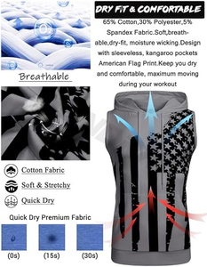 Sweats à capuche de gym imprimés personnalisés débardeurs d'entraînement en coton respirant de haute qualité coupe musculaire tricoté sans manches t-shirt pour - Product Image 4