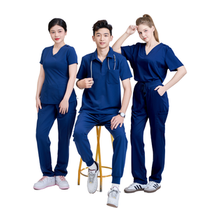 BEST SELLING custom <b>scrub</b> <b>tops</b> with logo doctors wide leg nurse uniform long sleeve <b>scrubs</b> hospital patients gowns - Free sample - Product Image 6