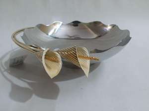 Handcrafted Stainless Steel Branch Design Triple Dish Decorative Serving Bowl Set for <b>Snacks</b> Dips Bowl Nut Bowl Decorative Bowls - Product Image 2