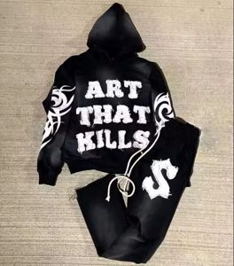 ชุดวอร์มผ้าฝ้าย100% พิมพ์ลายสีทึบกางเกงวิ่งมีฮู้ดผ้าฟลีซระบายอากาศได้ดีสำหรับฤดูใบไม้ร่วงไซส์พิเศษ - Product Image 1