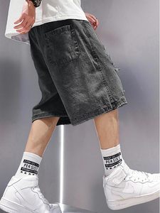 Short en Jean Streetwear vintage pour homme 100% coton léger décontracté Cargo déchiré taille élastique Baggy Jorts coupe ample été Y2K Denim - Product Image 3