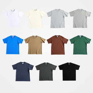 T-shirt vert uni surdimensionné pour homme, impression personnalisée, t-shirt lourd de 400 g, t-shirt à col montant - Product Image 3