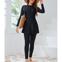 Trajes de baño islámicos de manga larga para mujer Modest Muslim 4 PCS | Full Cover Rash Guard | Traje de baño árabe