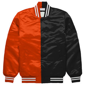 Classique Orange Noir Satin Varsity Jacket Baseball Letterman Bomber College Jacket Premium Athletic Outerwear pour le sport - Product Image 1