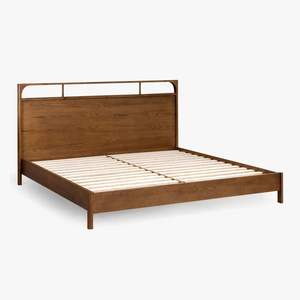 Minimalist Platform Bed with Wood <b>Headboard</b> - Product Image 4