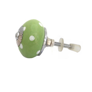 Boutons en céramique verts à pois blancs industriels poignées de tiroir pour armoire cuisine chambre salon salle à manger - Product Image 2