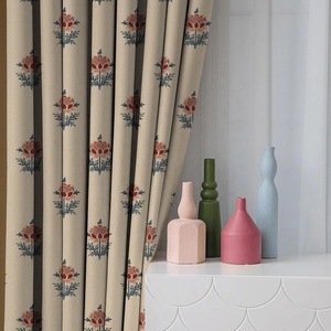 Cortinas transparentes con estampado de bloque de mano indio con tratamiento de ventana con patrón Floral bohemio con bolsillo de varilla para hoteles y hogares - Product Image 4