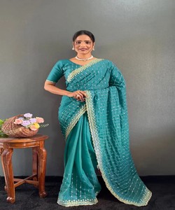 MODERNE SOIE BRODERIE MULTI SÉQUENCE TRAVAIL PRÊT À PORTER SAREE SANS COUTURE BLOUSE PRIX DE GROS VÊTEMENT ETHNIQUE Fête De Mariage - Product Image 2