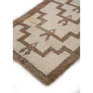 พรมขนสัตว์ถักมือสีเบจและสีน้ำตาล ลายเรขาคณิตและนามธรรม สไตล์โบโฮ สำหรับบ้าน ห้องโถง ห้องนั่งเล่น รูปทรงสี่เหลี่ยมผืนผ้า รุ่น Pae-134 - Product Image 2