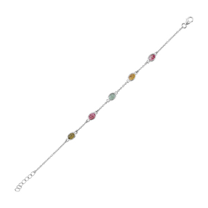 Classic natural stone 925 sterling <b>silver</b> rose quartz multi gemstone <b>bracelet</b> - Product Image 5